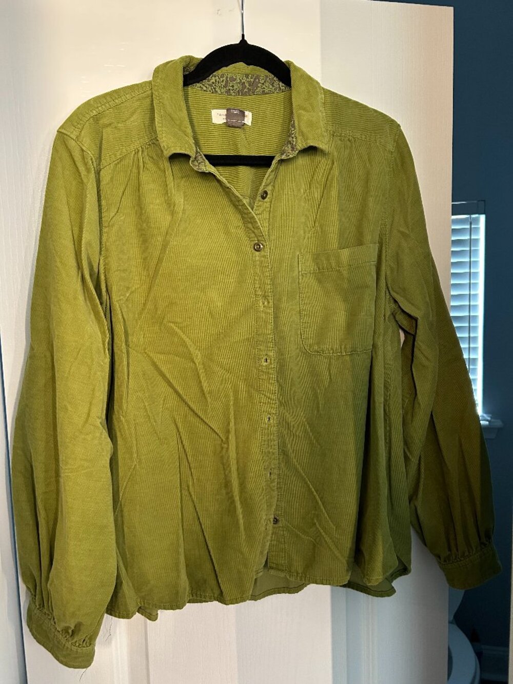 Pilcro Green Corduroy Button Up Shirt